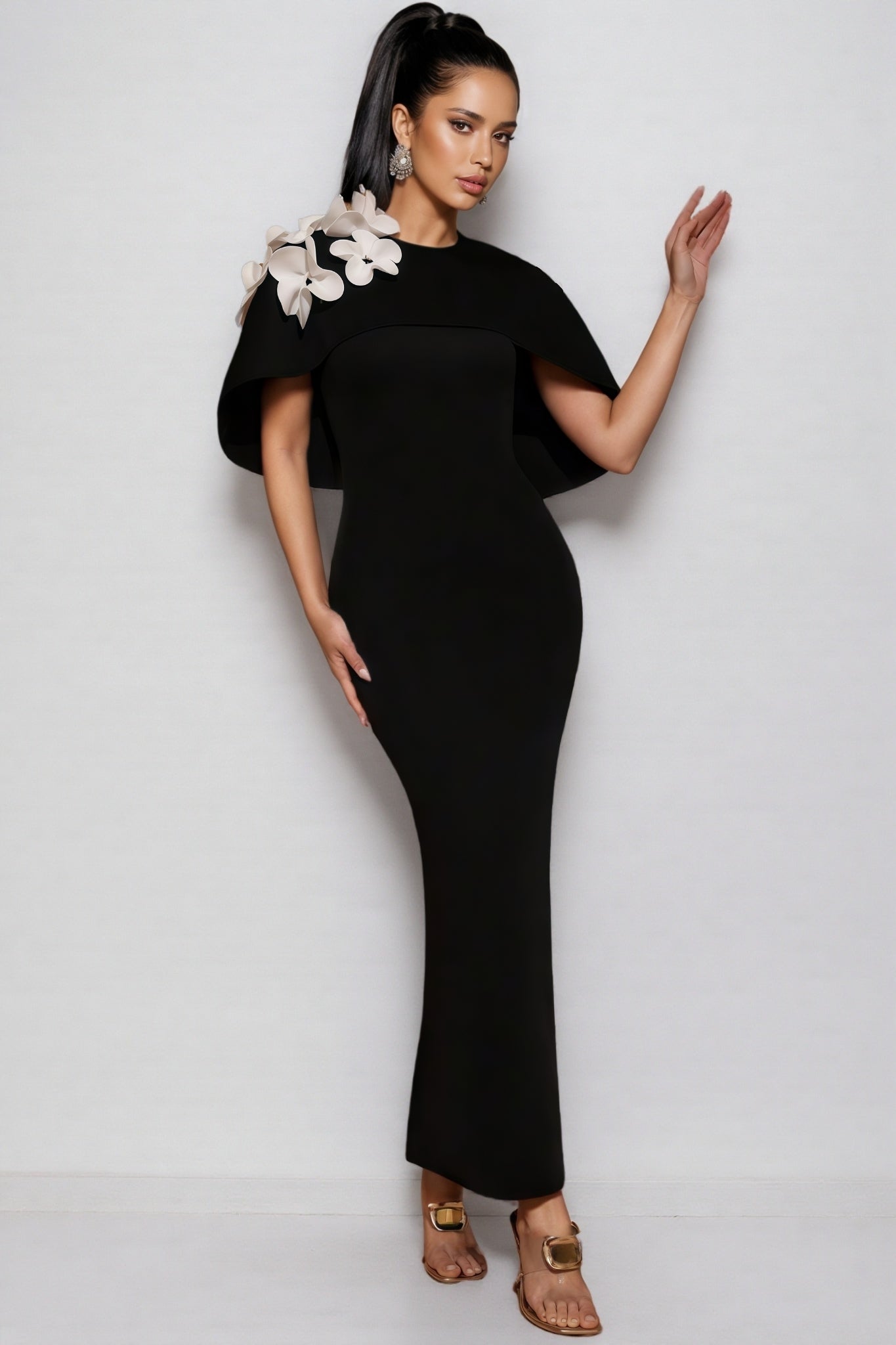 Elma Black 3d Maxi Dress