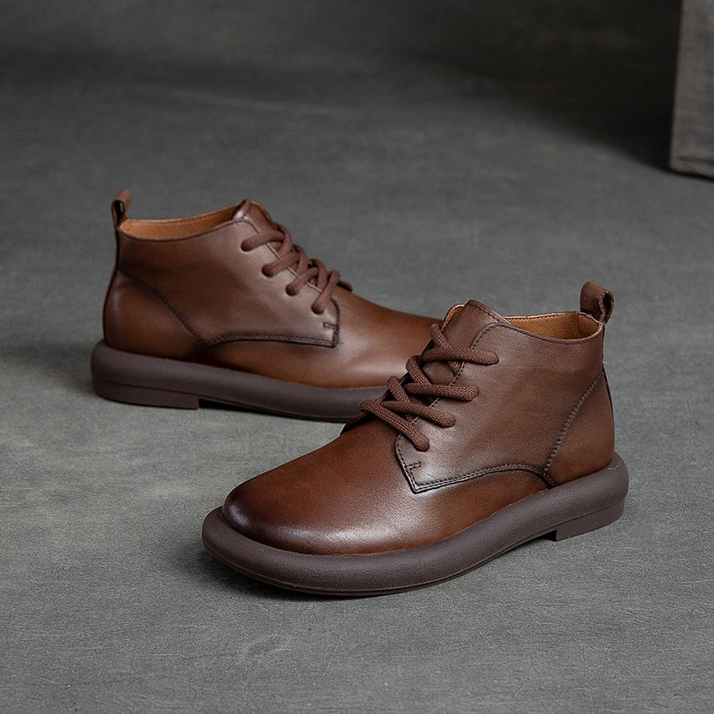Autumn Flat Round Toe Brushed Retro Comfortable Boots