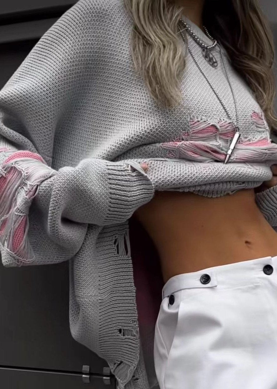 Urban Distressed Colorblock Sweater