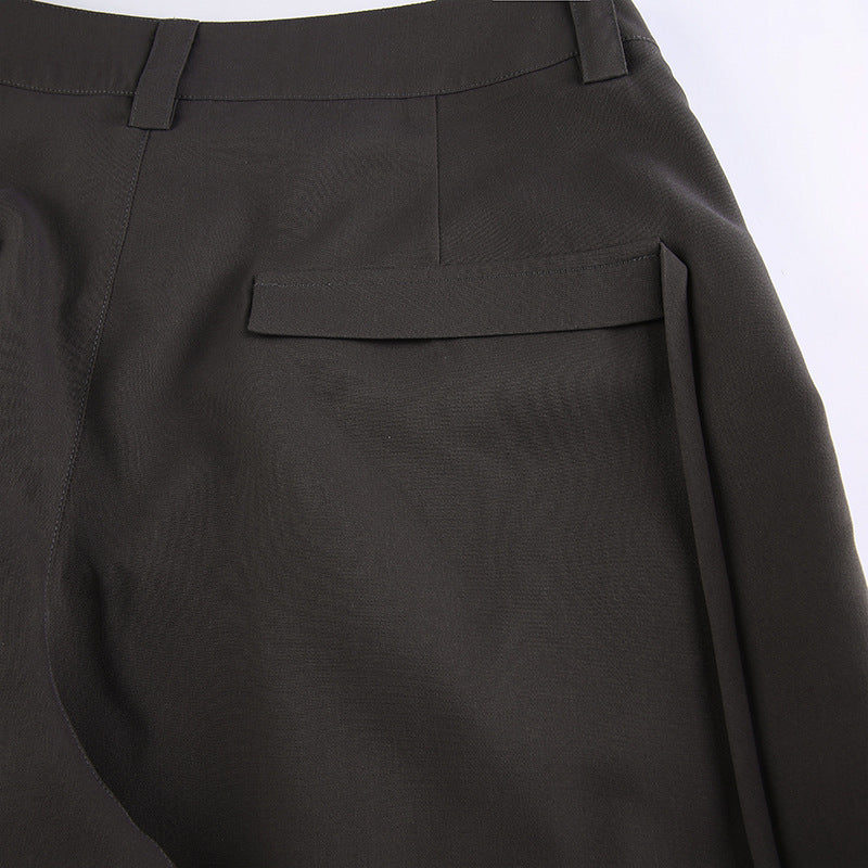 Color Y2k Cross Over Pleated Tailored Pants