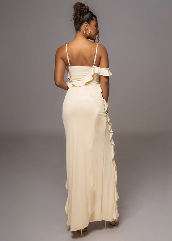 Flamenco Ruffle Maxi Dress – Off-shoulder Evening Gown
