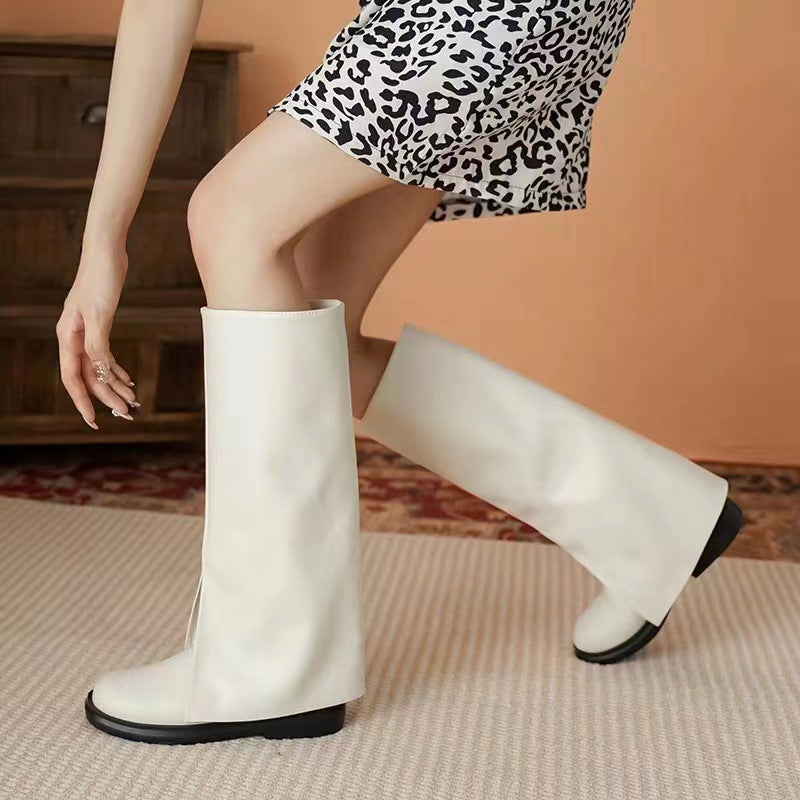 Cowhide Version Thick Bottom Pants Fried Street Boots