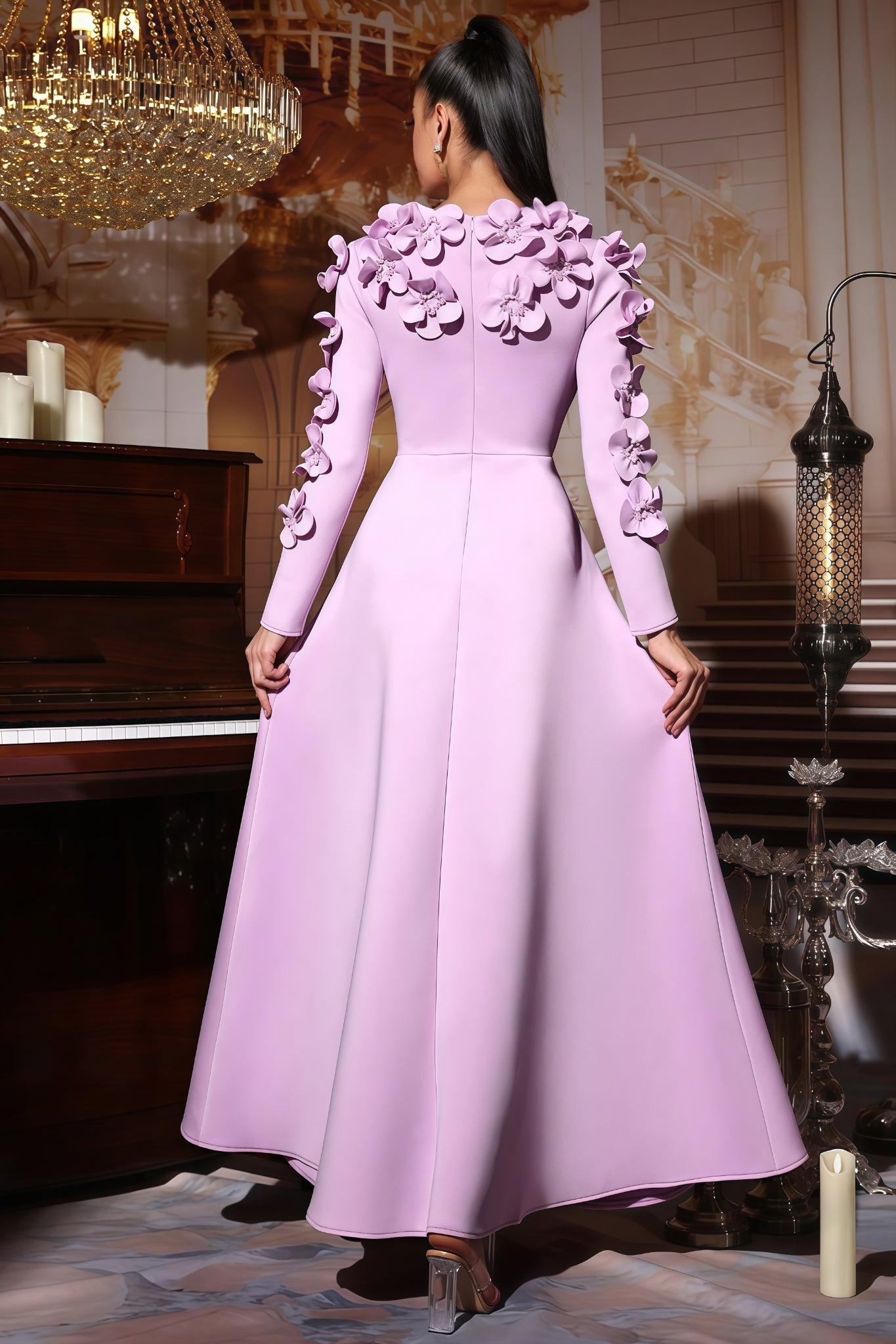 Colia Purple 3d Maxi Dress