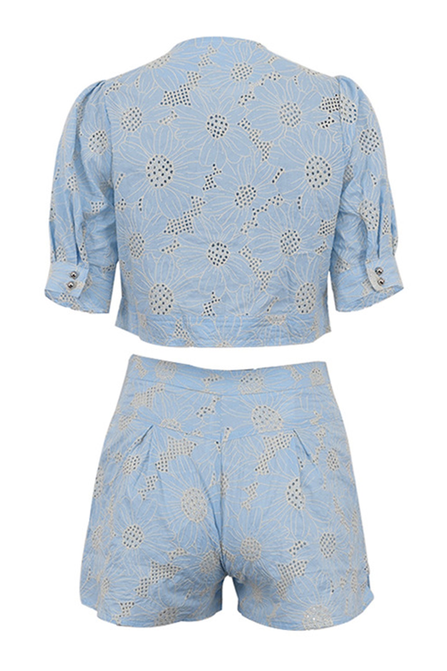 Joyce Embroidered Blouse & Shorts Set