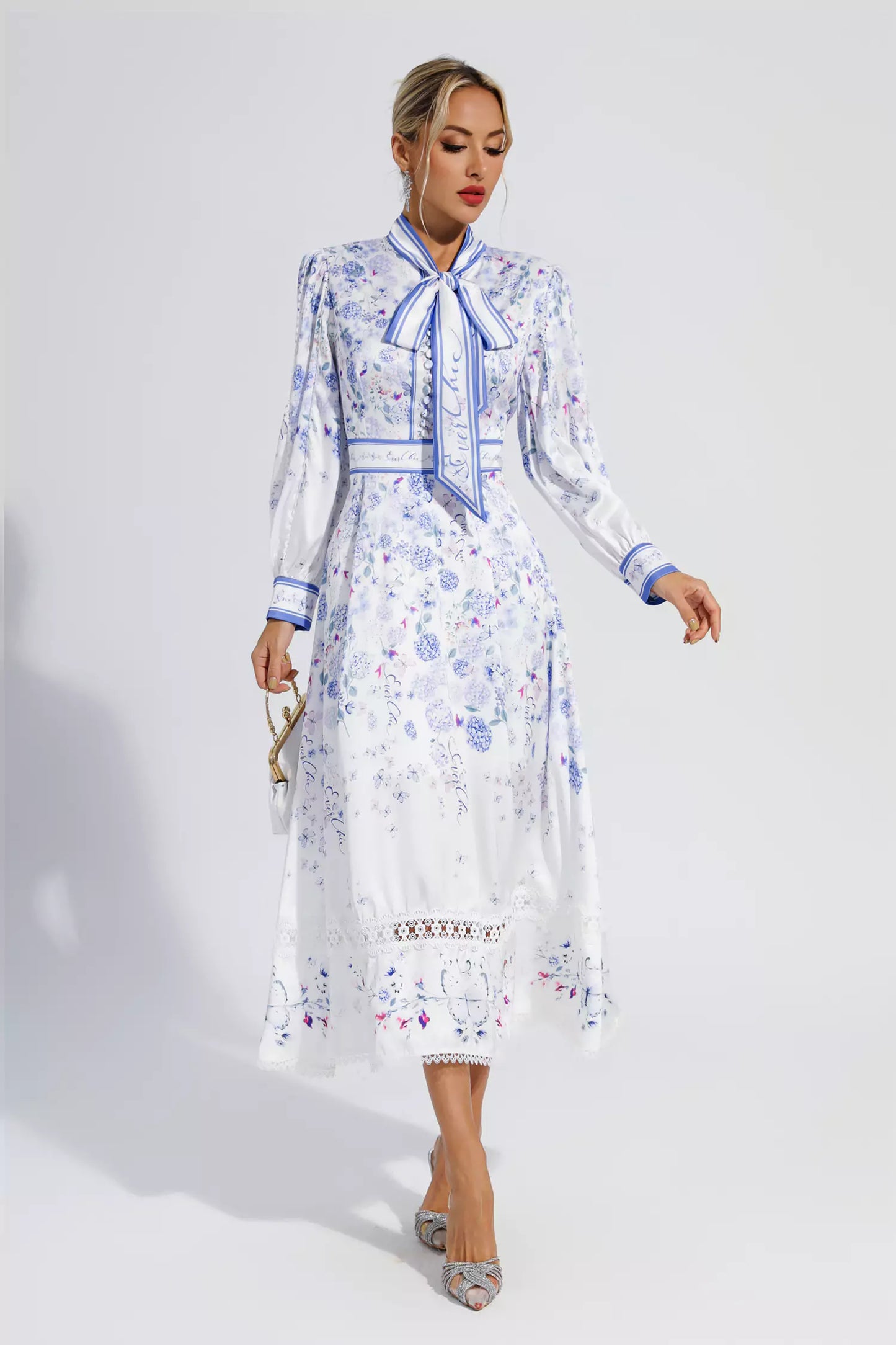 Oaklyn White Long Sleeve Maxi Dress