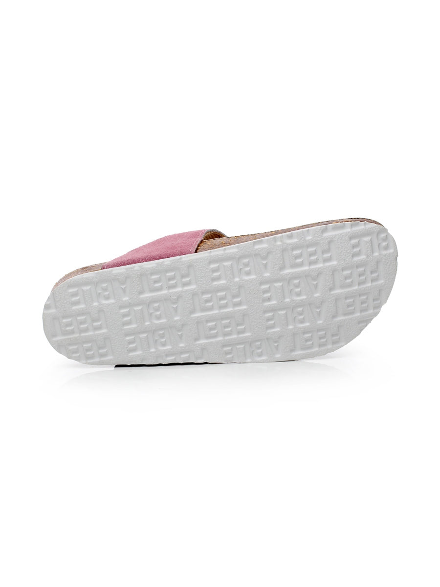 Maibulun | Pink Suede T-strap Leather Sandal