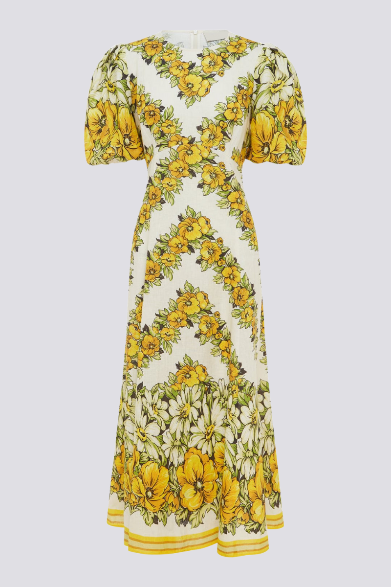 Rosalinde Round Neck Maxi Dress in Yellow