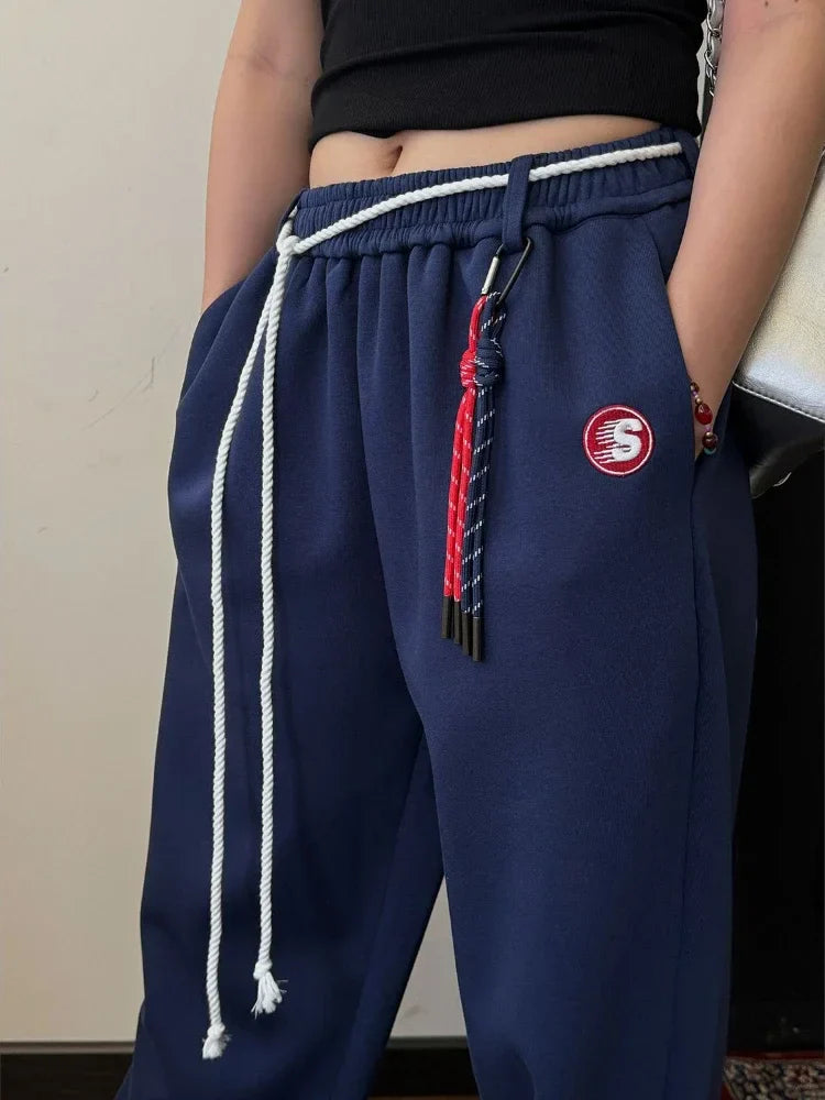 Y2k Kpop Red Sweatpants Baggy Harajuku Korean Hip Hop Style Wide Leg Jogger Pants Oversized Aesthetic