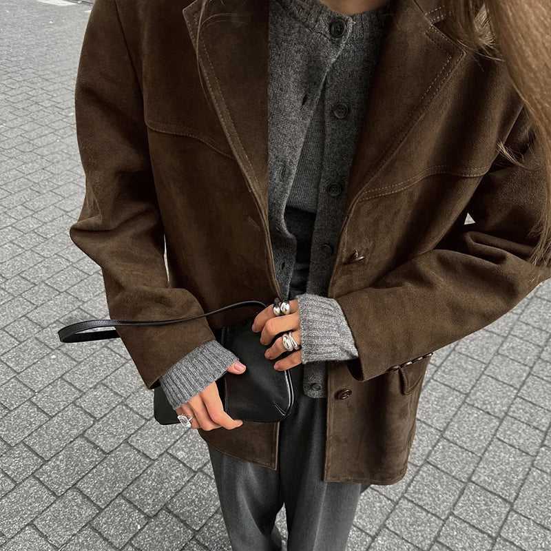 Turn Down Collar Suit Jacket for Long Sleeve Single Breasted Female Coats Autumn Office Suits
