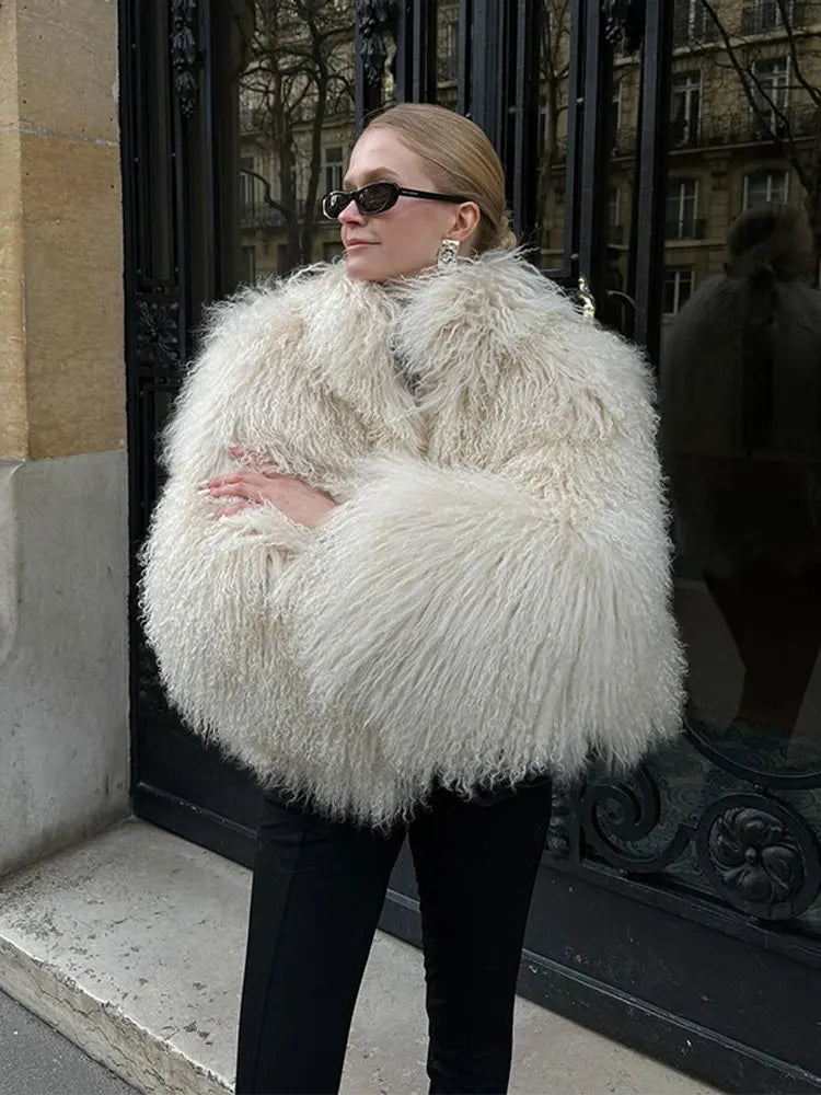 Warm Fluffy Faux Fur Coat Long Sleeve Short Coats Winter Female High Street Outercoat