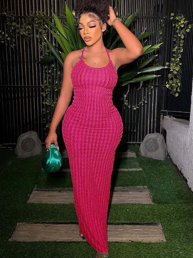 Ruched Spaghetti Strap Bandage Backless Midi Dresses