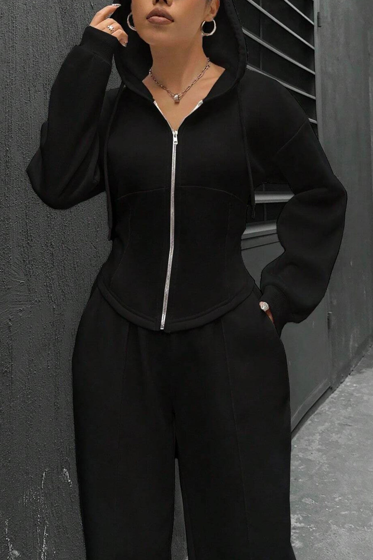 Slim Fit Hoodie Pants Suits