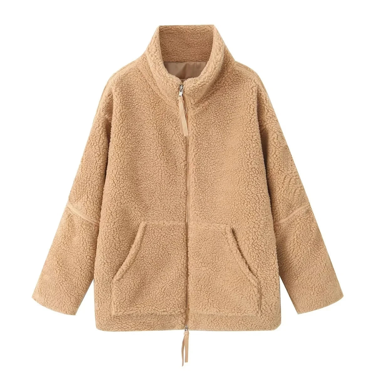 Winter Warm Loose Lamb Lapel Long Coat