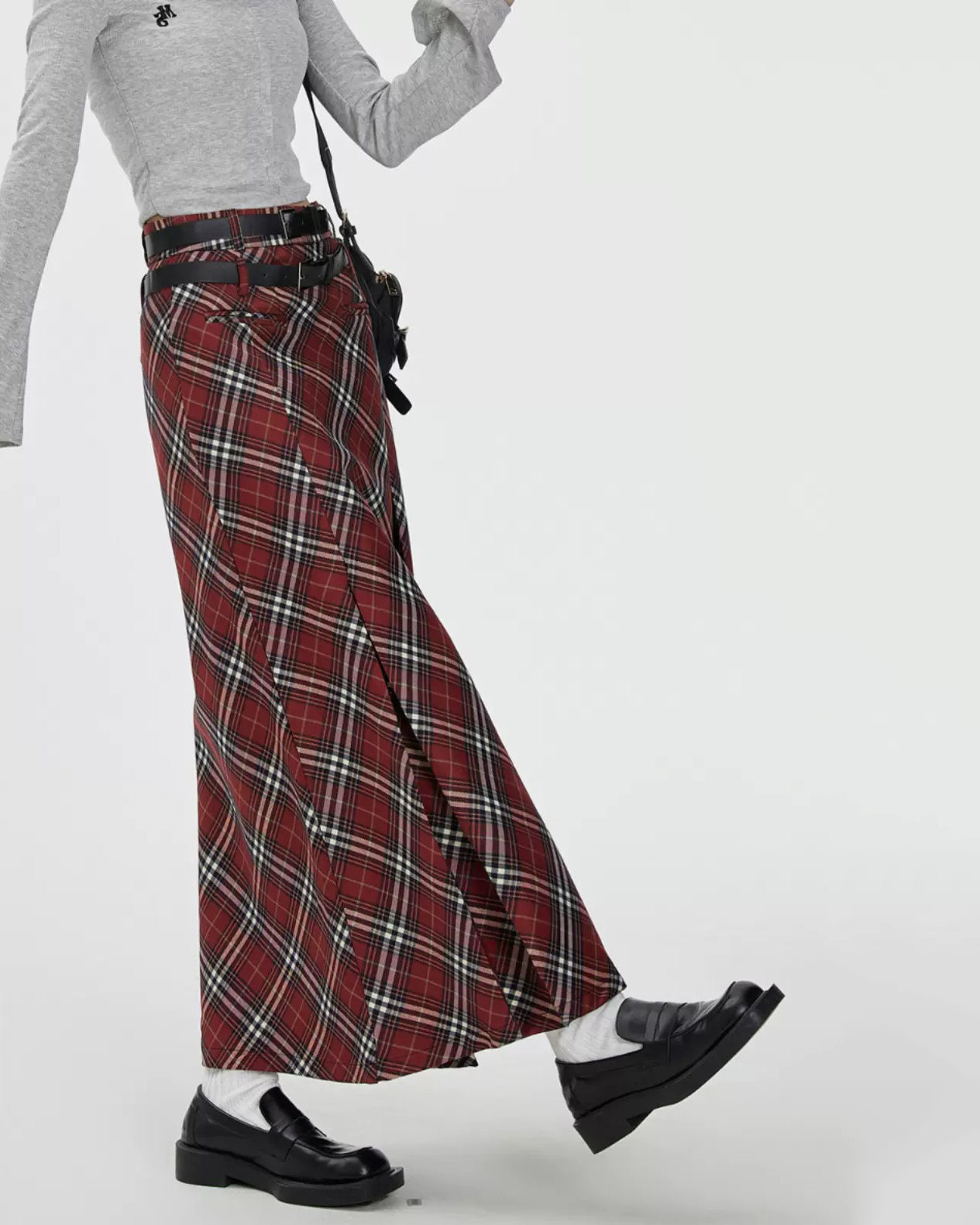 Red London Bridge Plaid Maxi Skirt