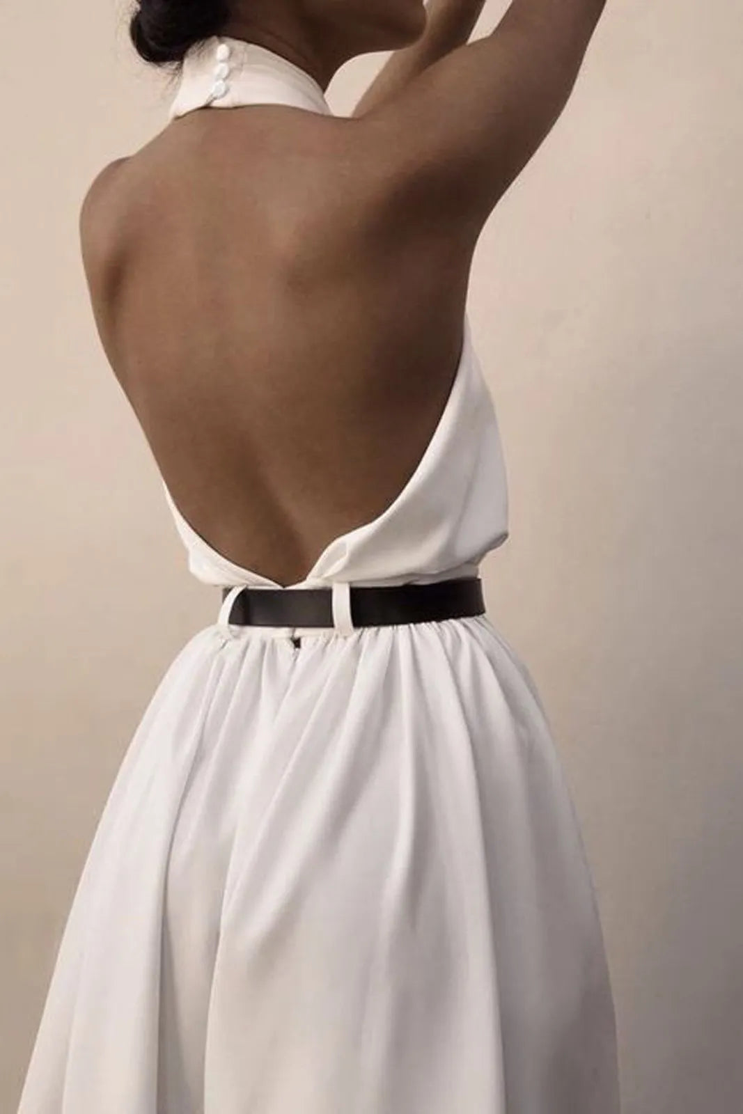 Valri White Criss Cross Halter Backless Jumpsuit Without Belt