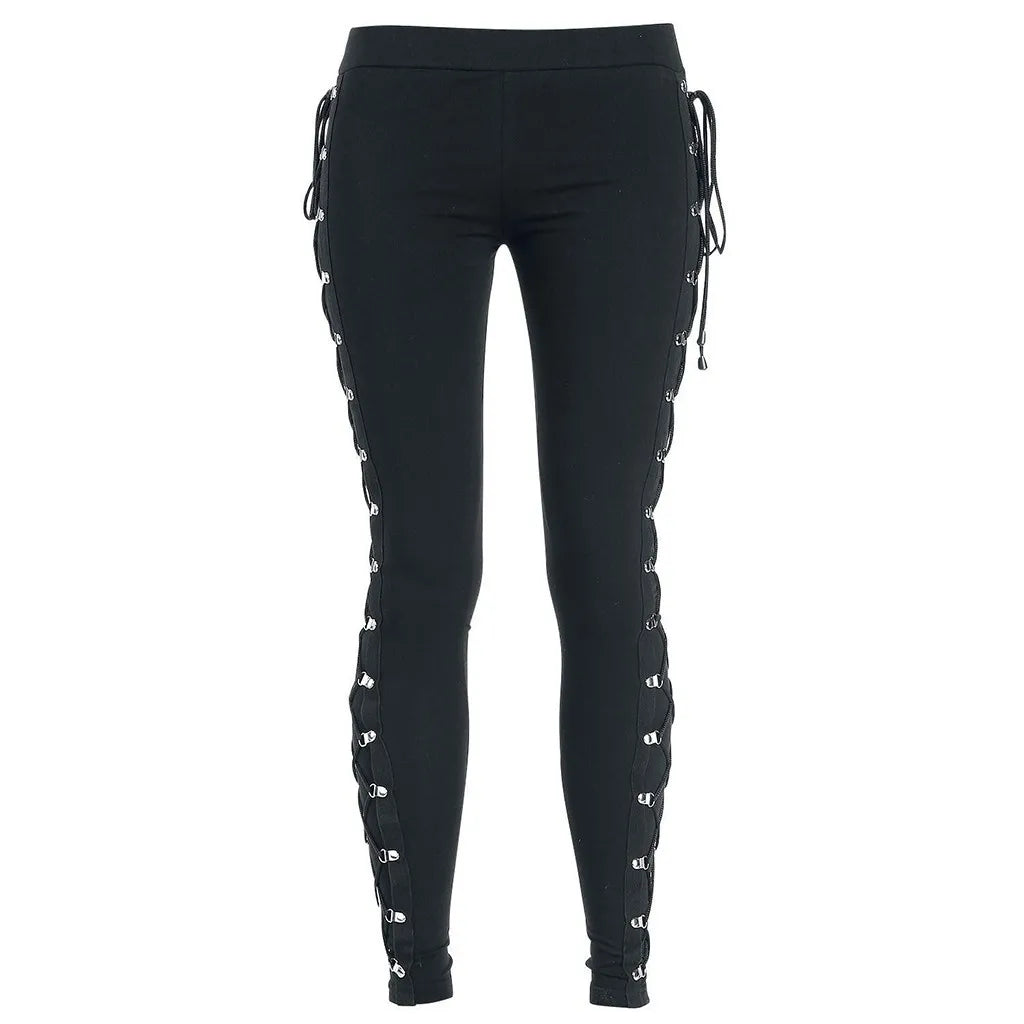 Gothic Lace Up Slim Halloween Pants