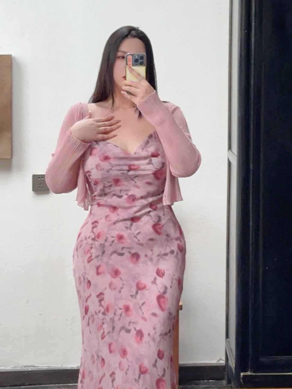 Rose Slip Dress Plus-size No Cardigan