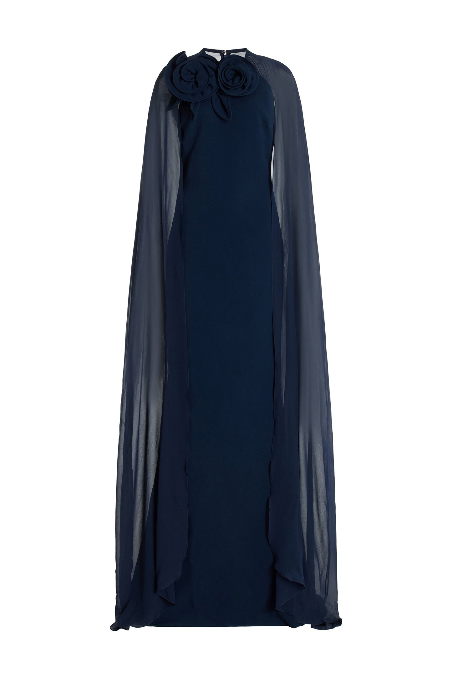3d Flower Chiffon Cape Maxi Dress