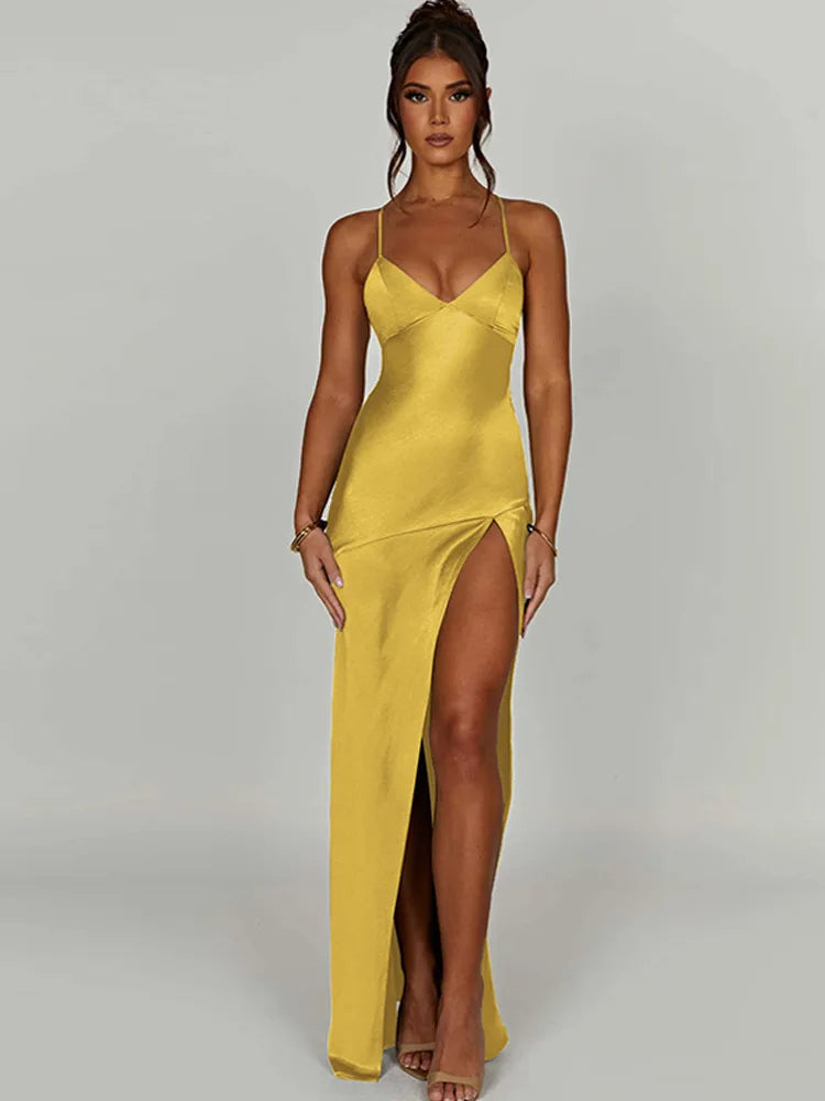 Autumn/winter Puss V-neck Halter Evening Bodycon Midi Dresses