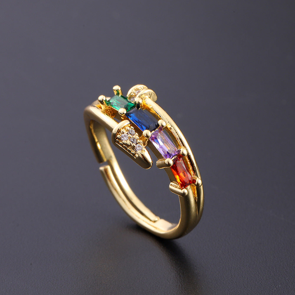 Elegant Rainbow Gemstone Ring