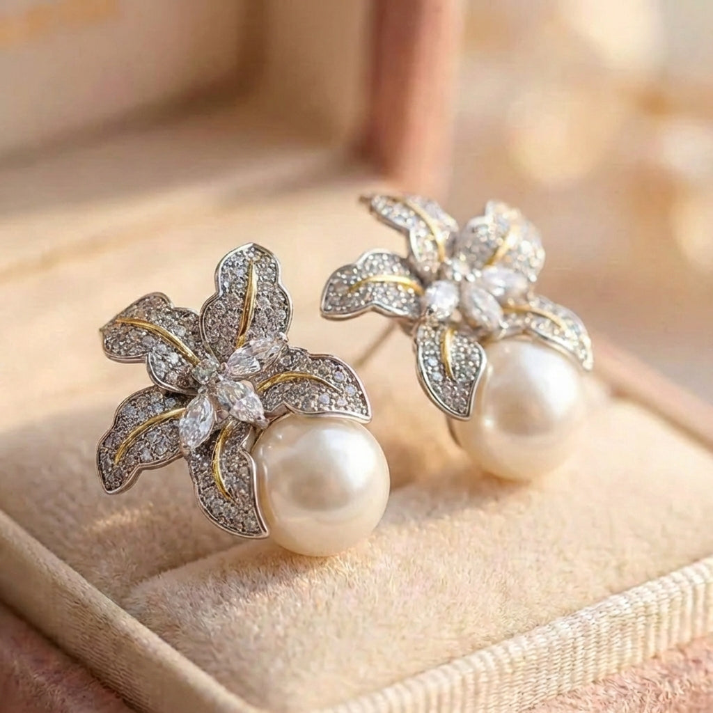 Elegant Flower Pearl Earrings