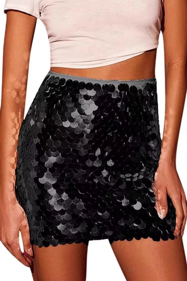 Sequin Flared Midi Bodycon Skirt