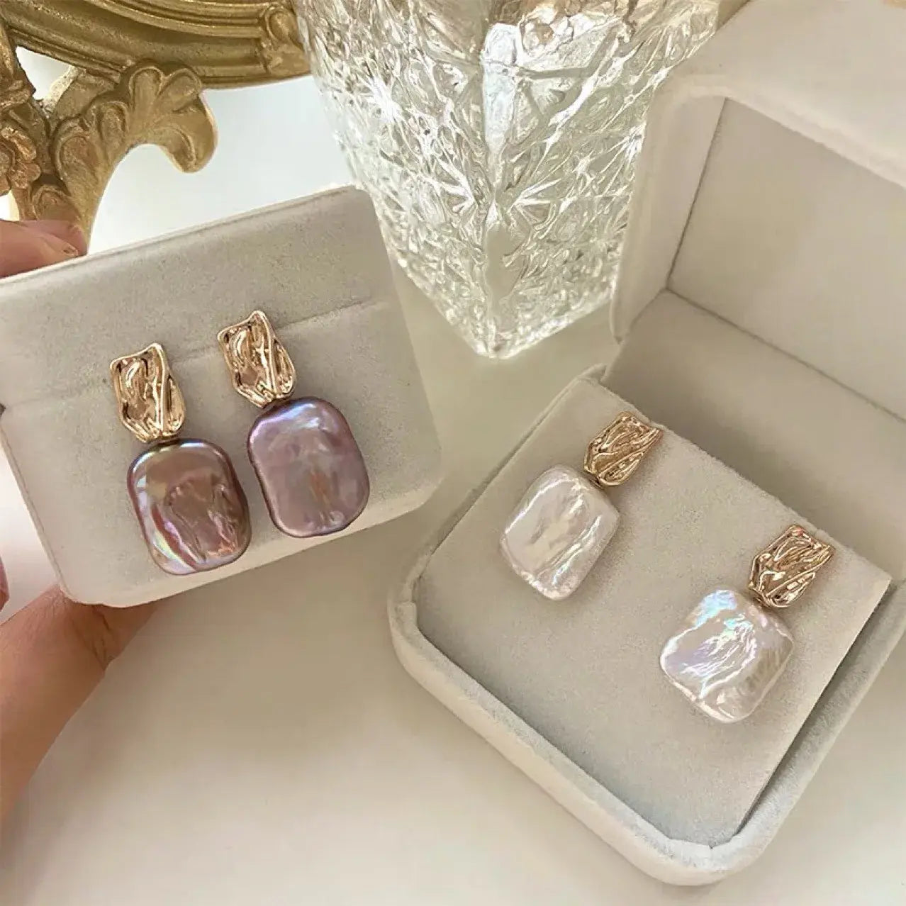 Baroque Pearl Earrings in Gold