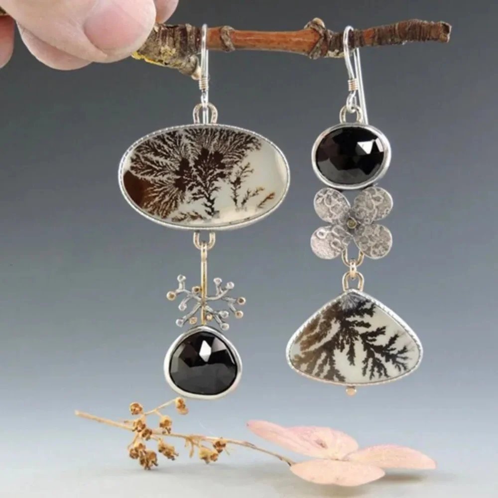 Vintage Dendritic Quartz Earrings