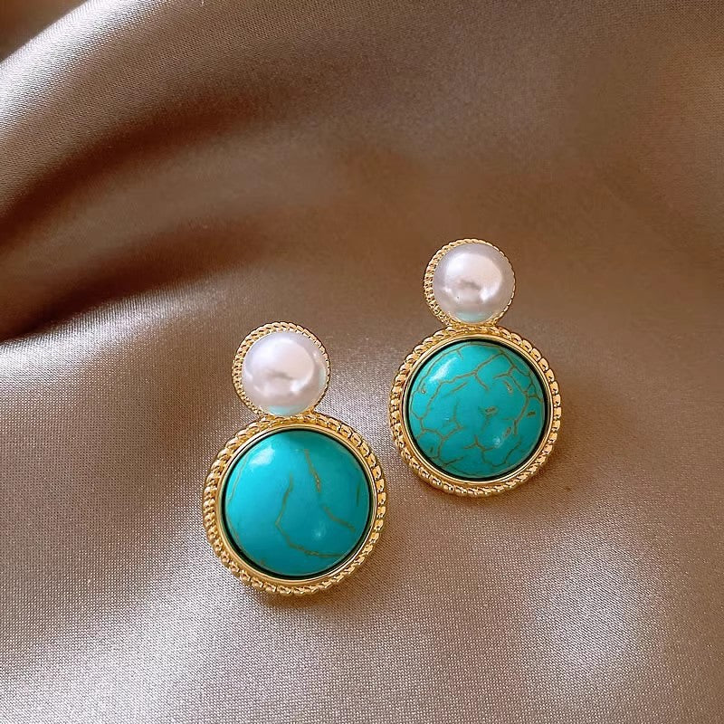 Elegant Turquoise Pearl Earrings