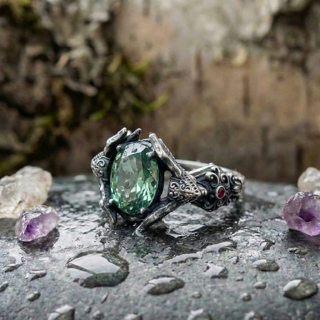 Gothic Emerald Statement Ring