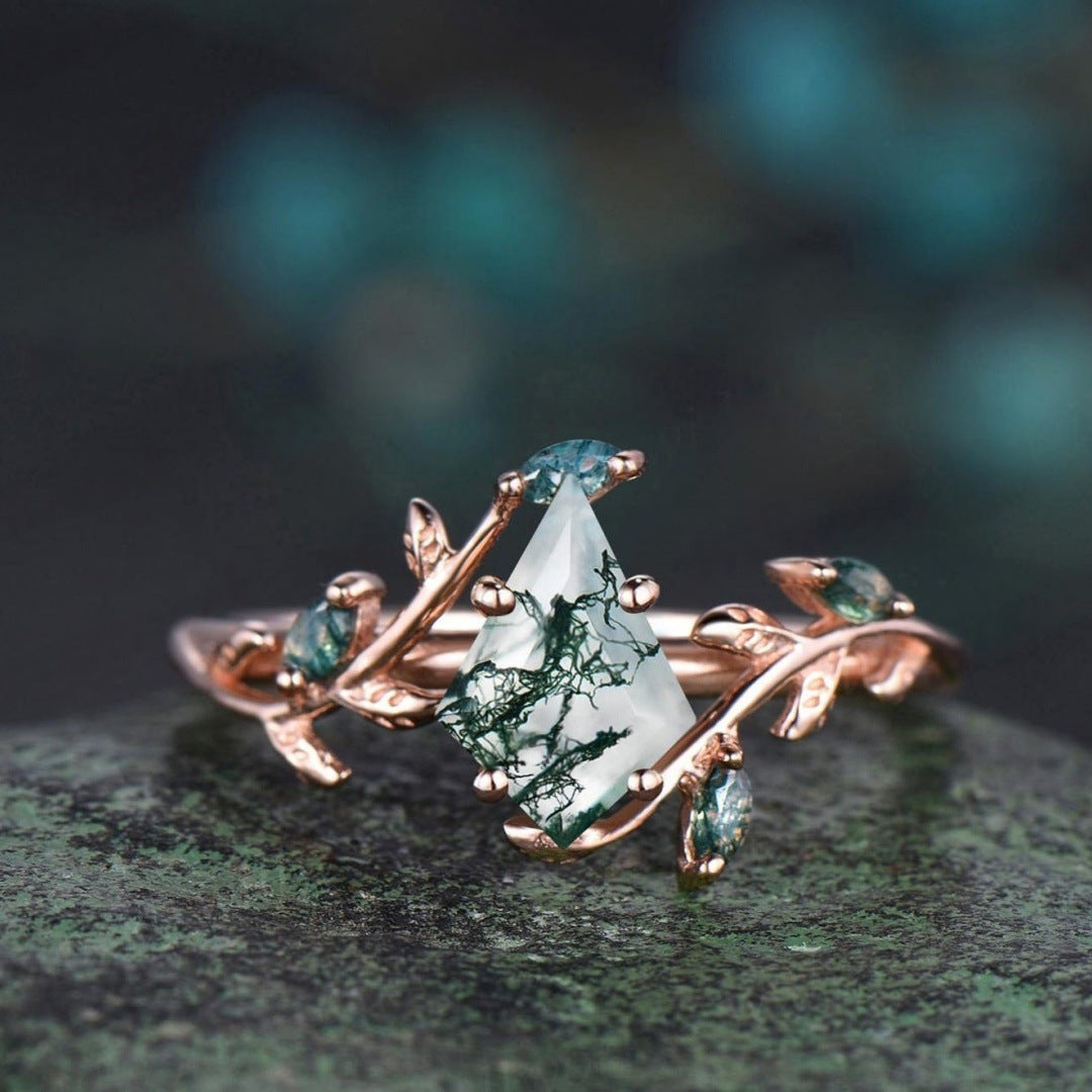 Botanical Moss Agate Ring