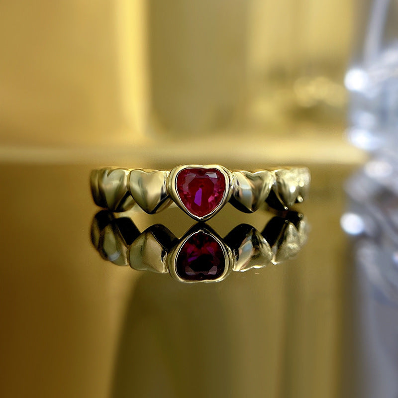 Romantic Ruby Heart Ring