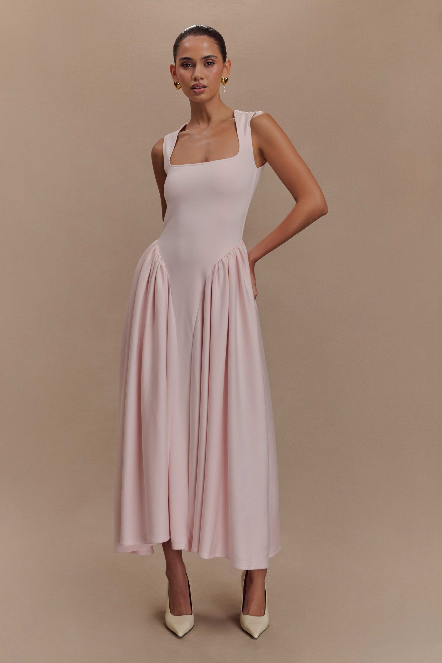 Sharissa — Midi Dress With Sculpted Straps and Comfortable Fit