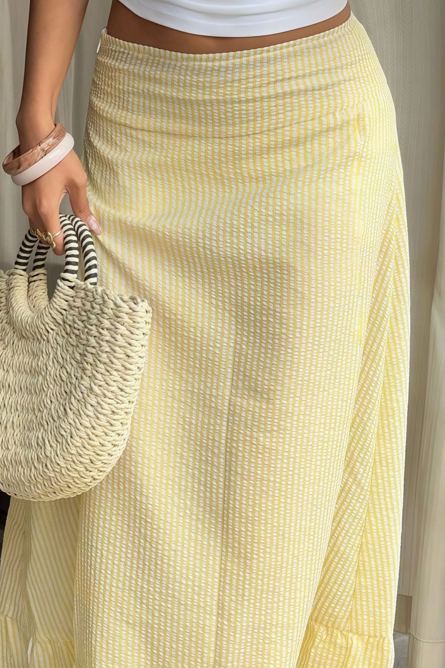 High Waist Striped Flared Skirt