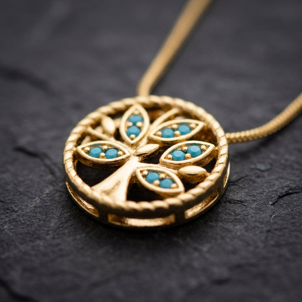 Classic Zircon Tree Of Life Necklace Ring