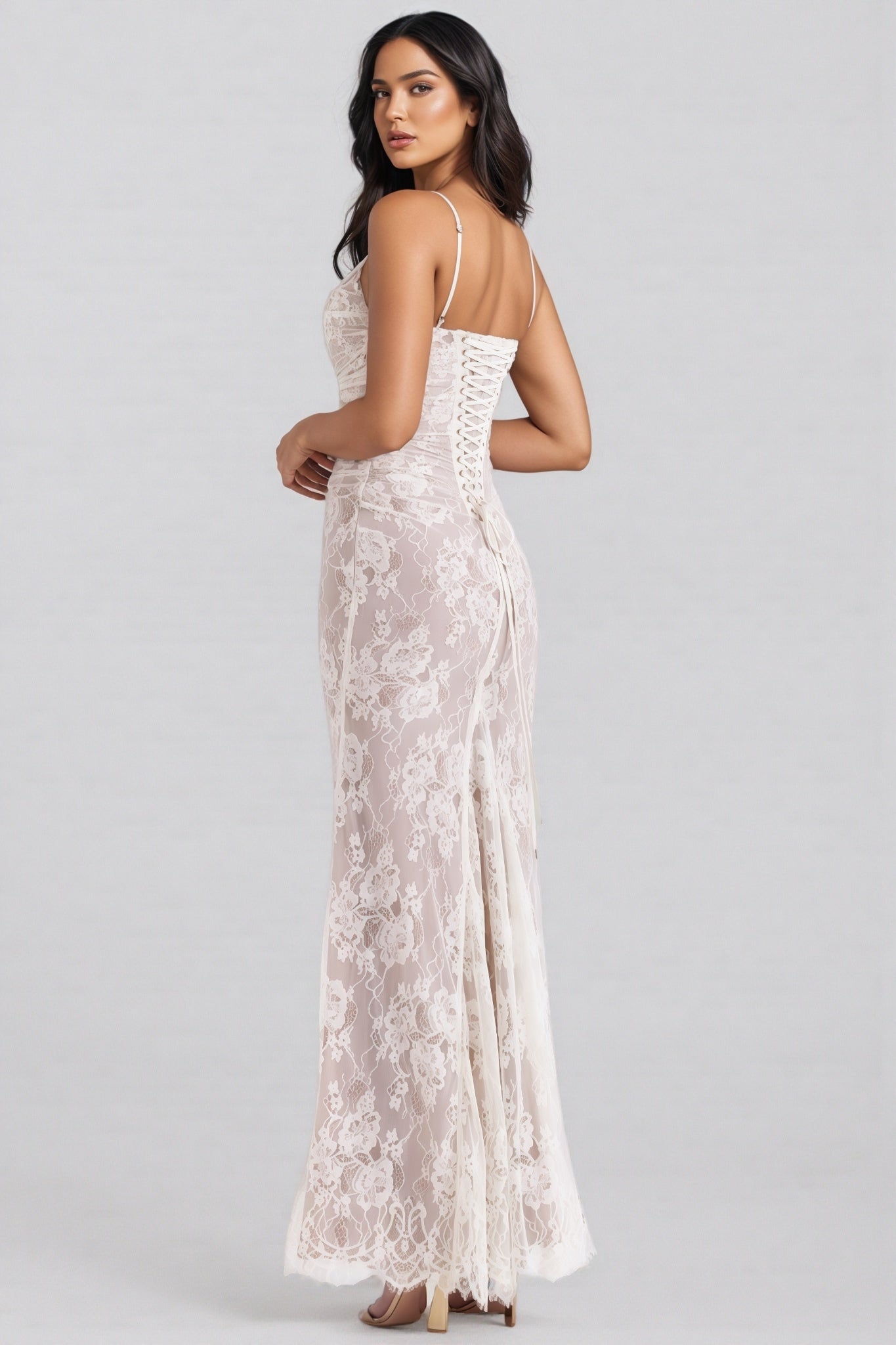 Yoshi Cream Lace Maxi Dress