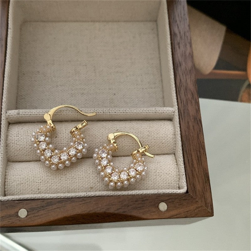 Elegant Pearl Hoop Earrings