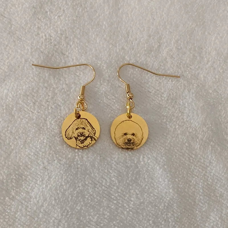 Gold Dog Portrait Earrings