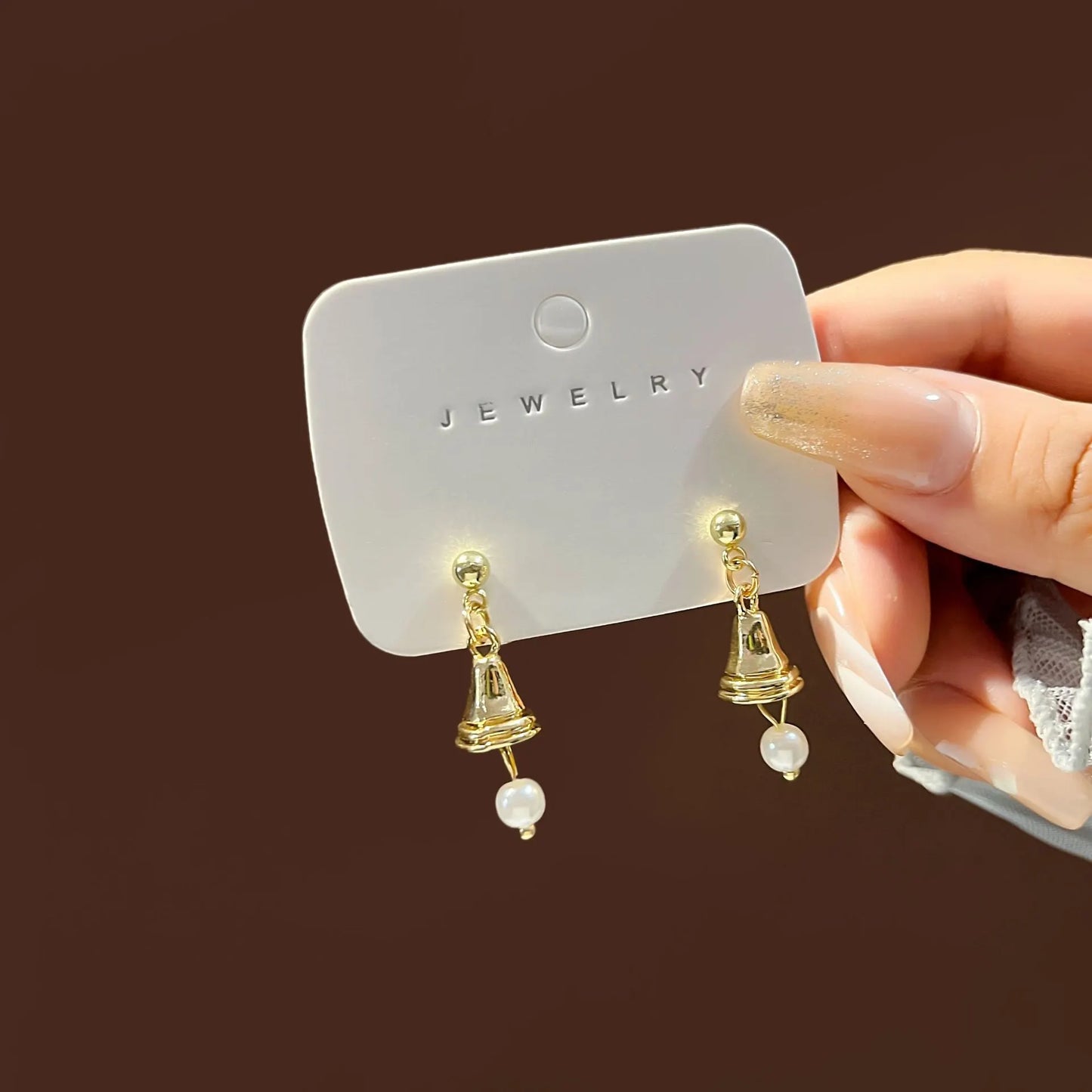 Elegant Pearl Bell Earrings