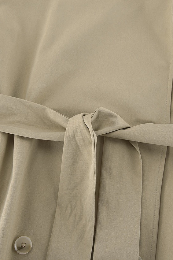 Khaki Belted Trench Midi Coat