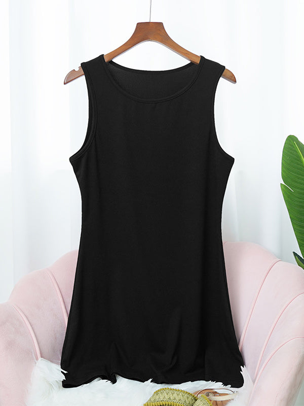 A-line Loose Color Round-neck Mini Dresses