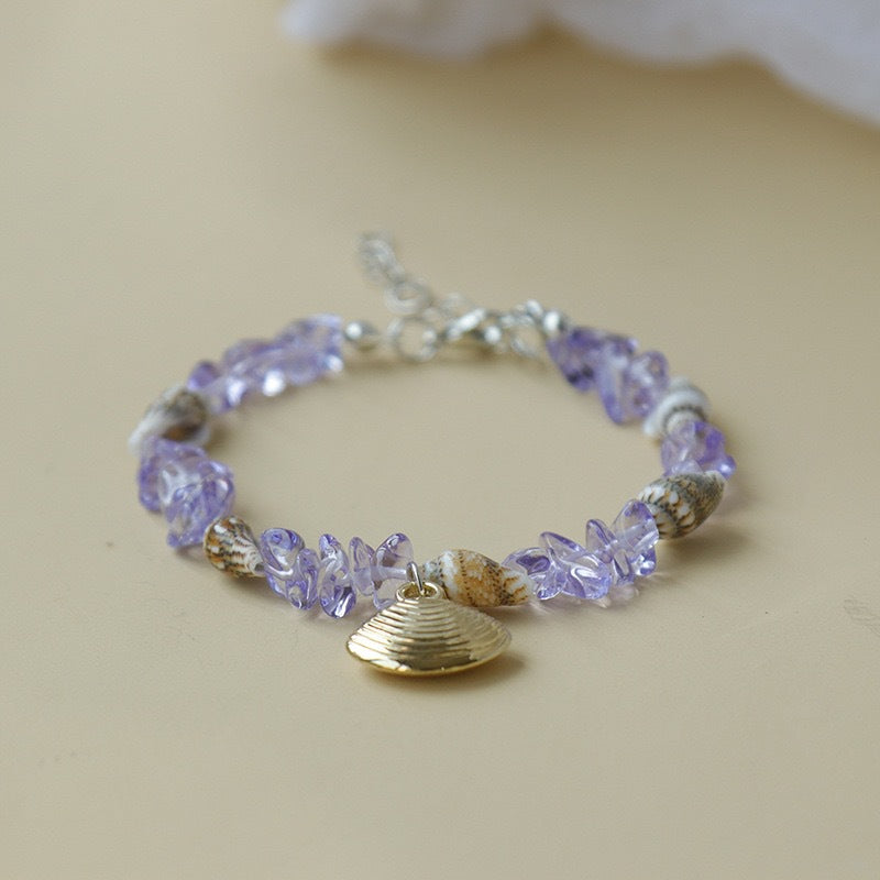 Amethyst Shell Charm Bracelet