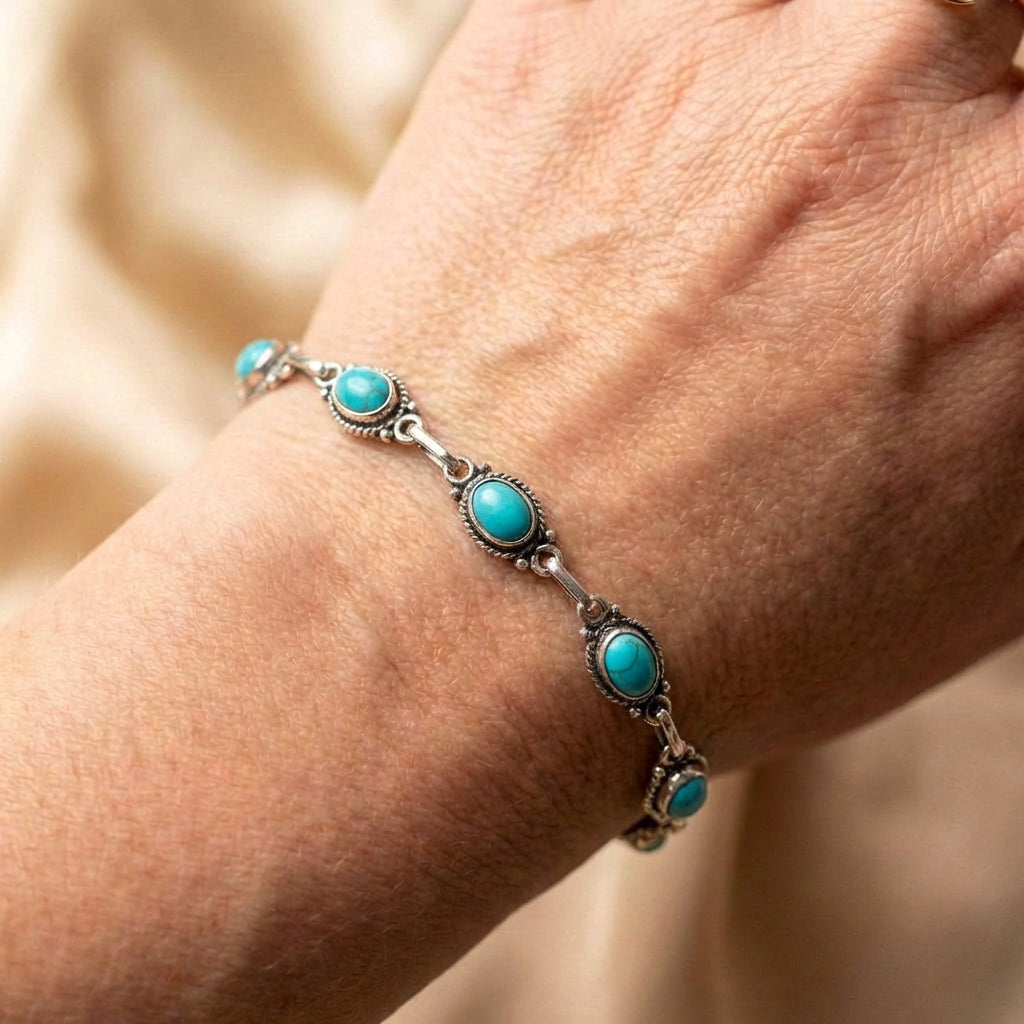 Vintage Blue Stone Ankle Bracelet