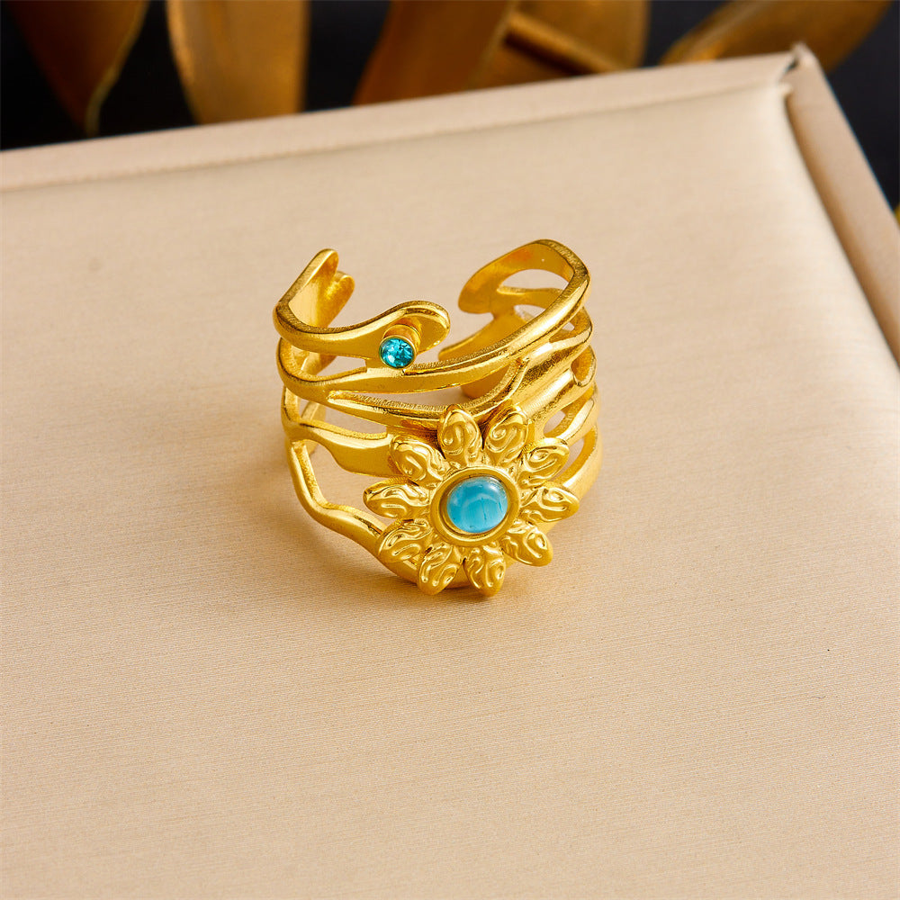 Statement Gold Turquoise Ring