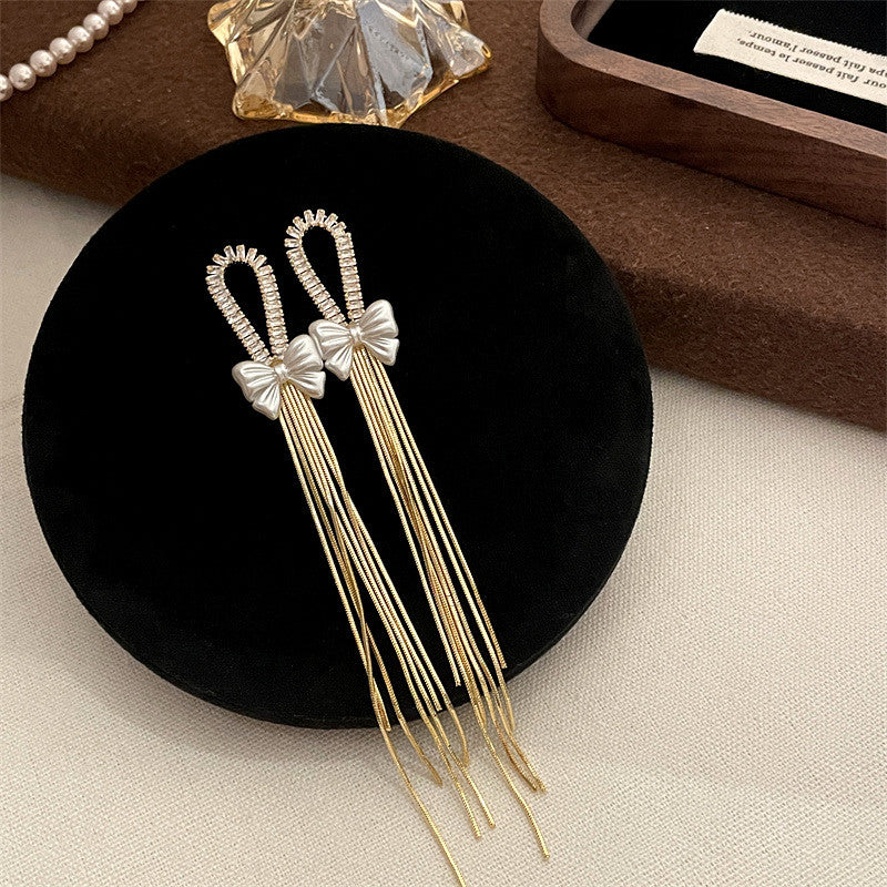 Elegant Bow Tassel Earrings