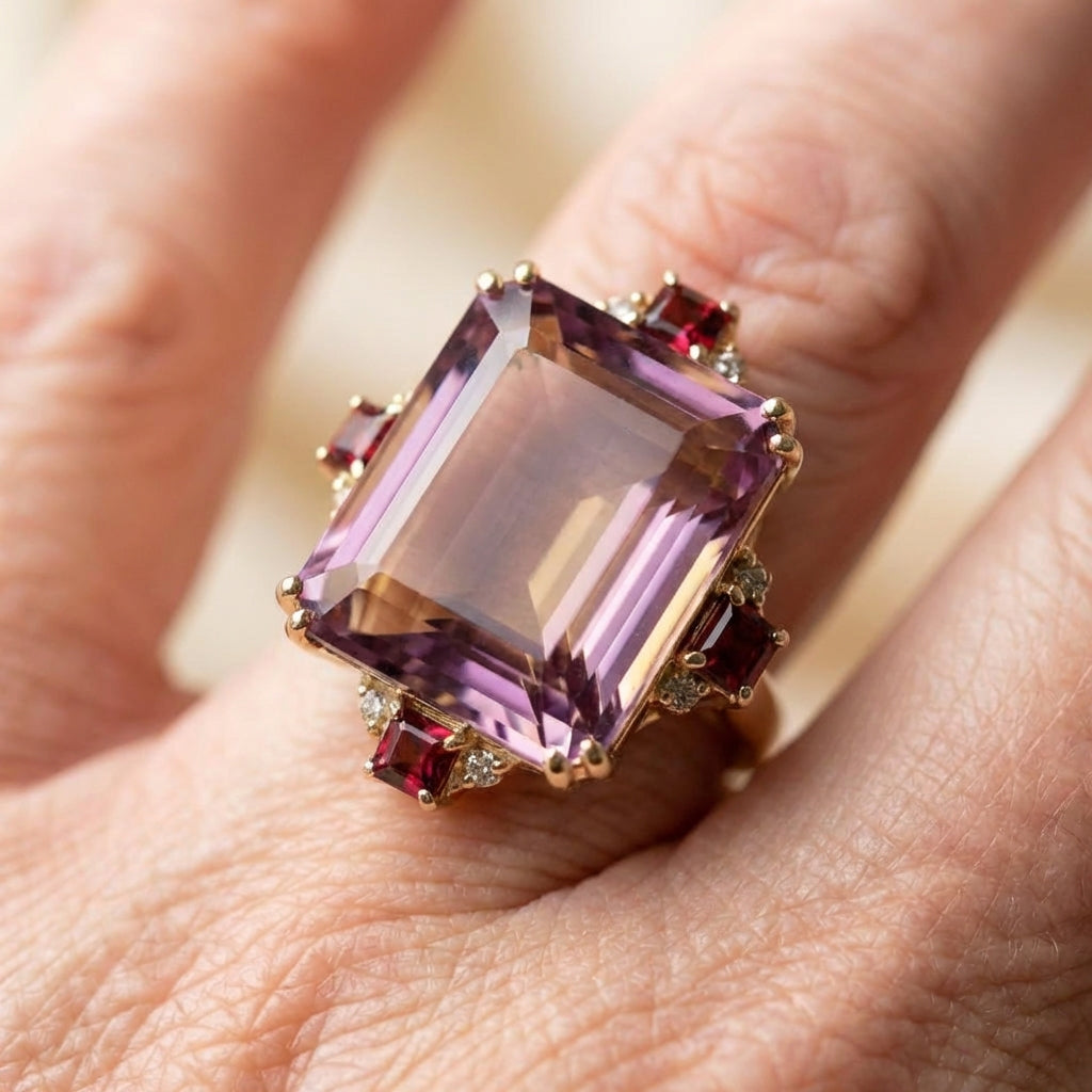 Vintage Purple Cubic Glass Ring