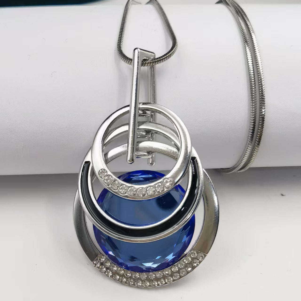 Elegant Silver Crystal Long