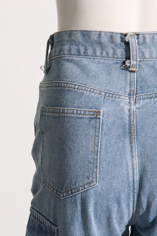 High Waist Pocket Detail Straight Leg Cargo Pant