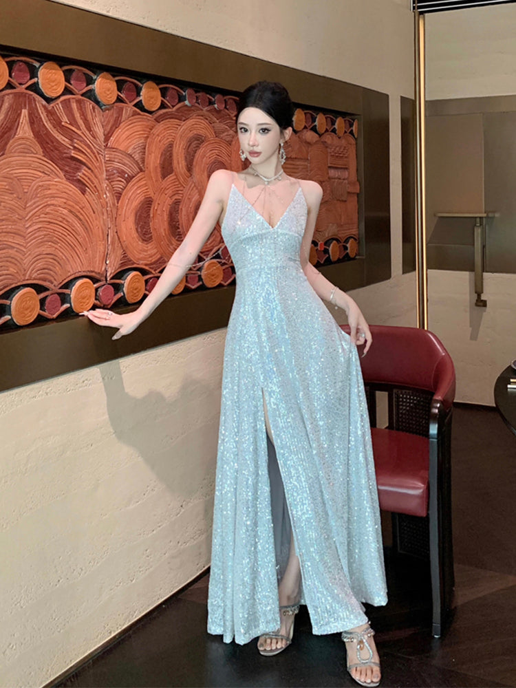 Sequin Blue Maxi Dress _ Birthday & Evening Gown