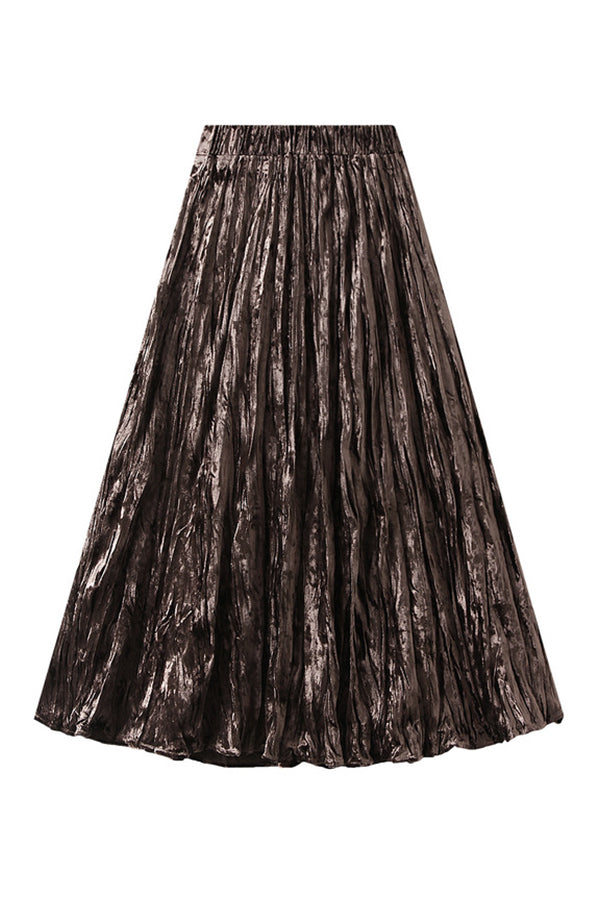High-waisted A-line Versatile Mid-length Slimming Pleated Skirt
